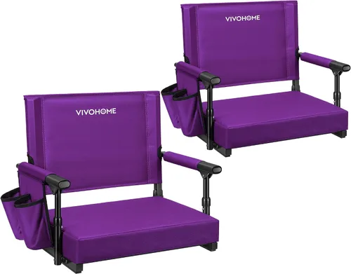 Miniatura 10 de VIVOHOME Asientos de estadio con respaldo y cojín, paquete de 2 sillas portátiles de gradas con portavasos y correa para el hombro Azul marino