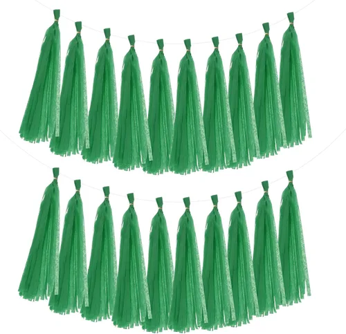 Miniatura 10 de MECCANIXITY 20 guirnaldas de papel de seda con borlas para decoración de fiestas, día de San Valentín, cumpleaños para mujeres con cuerda y alambre