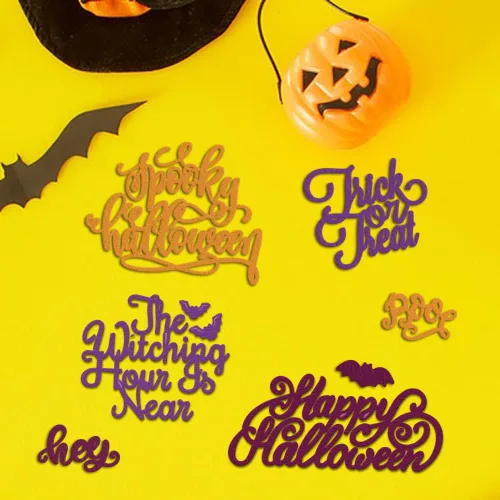 Miniatura 4 de Hying Troqueles de Feliz Halloween para hacer tarjetas, palabras de bendición de murciélagos, troqueles de corte para álbumes de recortes, papel