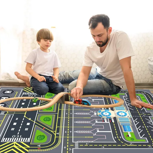 Miniatura 6 de Alfombra de juego para niños, alfombra de 31 x 47 pulgadas, alfombra de aeropuerto, alfombra de aeropuerto con sistema de tráfico urbano y pista