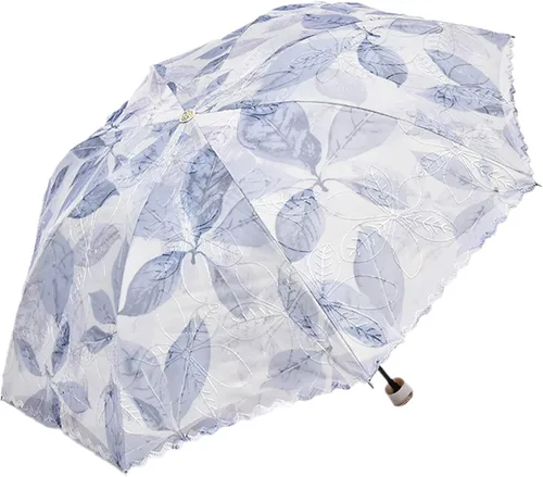 URAWESO Parasol bordado encaje protección UV hoja impresa paraguas plegable para playa, viajes, boda, fiesta, decoración sesión de fotos