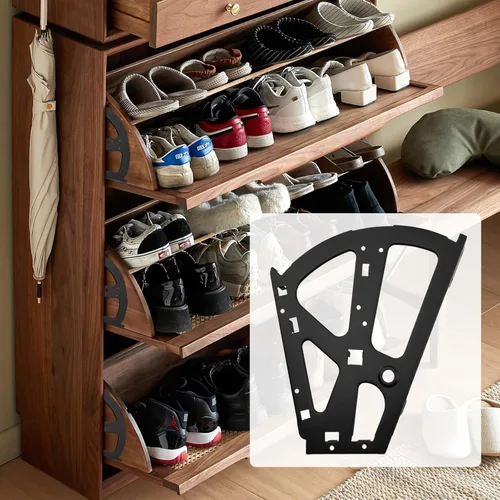 Miniatura 2 de Antrader 1 par de 2 capas de gabinete con marco abatible para zapatos Turing, negro mate Bisagras de cajón de acero inoxidable, accesorios