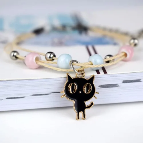 Miniatura 6 de 30 dijes adorables de gato de anime para hacer joyas, mezcla de 3 diseños de esmalte de gato blanco y negro, encantadores dijes para mujeres, hechos