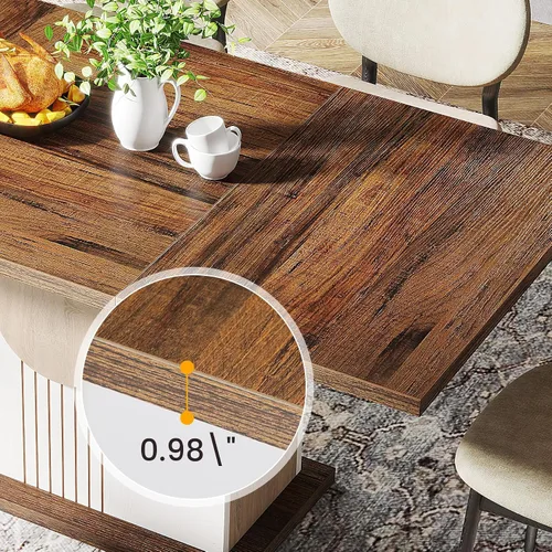 Miniatura 7 de Tribesigns Mesa de comedor rectangular de 55 pulgadas para 4 a 6 personas, mesa de comedor de madera de granja para cocina, comedor y sala de estar