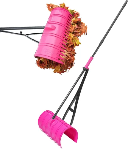 Miniatura 9 de Rastrillo para jardín con respaldo para recolectar y levantar las hojas, con mango telescópico, herramienta de alta resistencia para jardinería,
