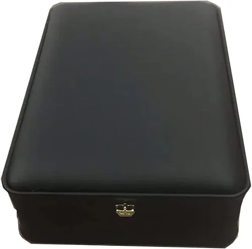 Miniatura 5 de Conjunto de joyas de boda Caja de cuero premium collar pendiente anillo expositor soporte de almacenamiento (negro)