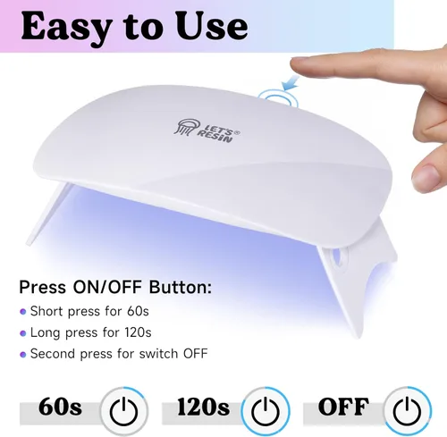 Miniatura 5 de LET'S RESIN Mini Luz UV para Resina, Luz Portátil con 2.5 Veces Más de Energía, UV Lámpara de Peso Ligero de 84g para Curado Más Rápido, Suministros