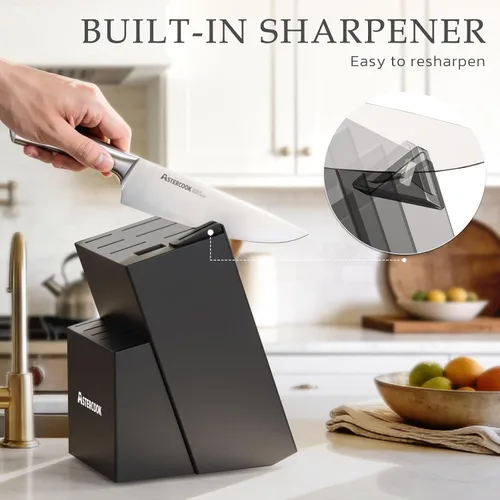 Miniatura 5 de Astercook Juego de Cuchillos de Cocina con Bloque y Afilador Full Tang 15 Piezas Cuchillos de Acero Inoxidable Premium Aptos para Lavavajillas Juego