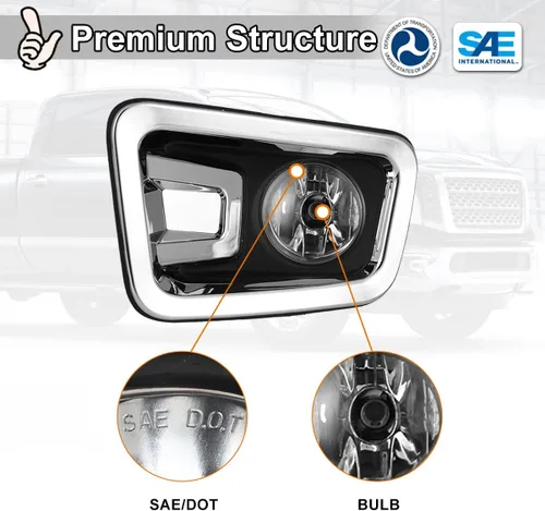 Miniatura 5 de Nixon Offroad Juego de luces antiniebla para Nissan Titan 17-18 y Nissan Titan XD 2016-2019 con bombillas halógenas + kit de arnés de cableado +