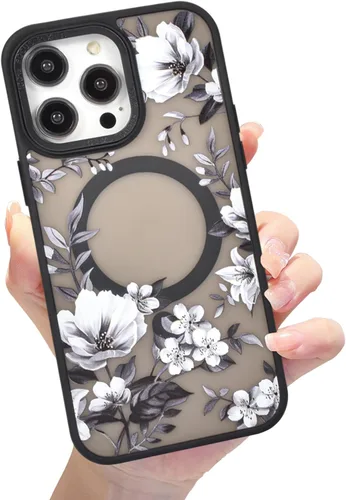 Miniatura 14 de Compatible con el teléfono 13 Pro - Funda magnética mate translúcida, de lujo, a prueba de golpes, magnética y con bonito patrón de flores, carcasa