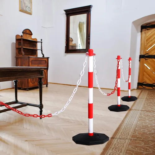 Miniatura 6 de Geiserailie Paquete de 12 conos de delineador de tráfico con base rellenable y cadena de plástico de 5 pies, conos de precaución, barreras