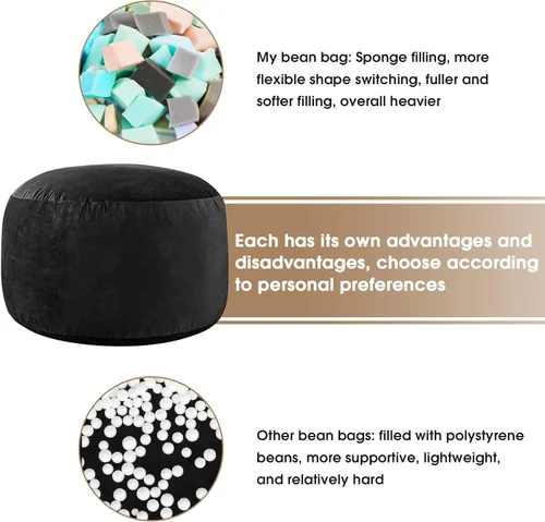 Miniatura 4 de Sillón tipo puf ILPEOD para adultos - Silla tipo puf de espuma viscoelástica - Sofá para niños/adolescentes con funda de microfibra suave - Sofá