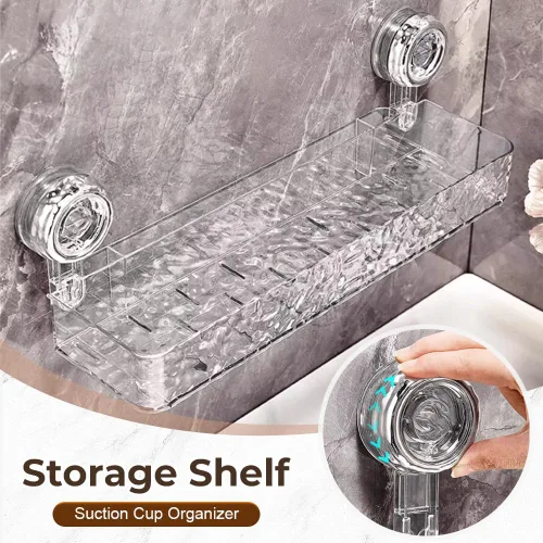 Miniatura 5 de PUSKIU Organizador de ducha con ventosa 2025, estilo de lujo, ligero, con patrón glaciar, estante multifuncional para duchas de baño, cesta