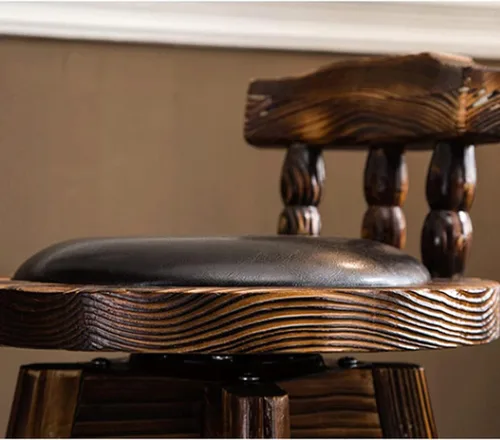 Miniatura 5 de Taburetes de bar giratorios de madera maciza con estilo de tela de altura de mostrador, esponja de resistencia, respaldo cómodo, asiento acolchado