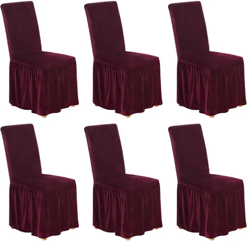 Miniatura 22 de NICEEC Fundas de silla de elastano para sillas de comedor, juego de 6 fundas de sillas de comedor extraíbles con falda, fundas de silla de comedor