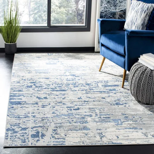 Miniatura 14 de SAFAVIEH Jasper Collection - Alfombra decorativa de 2 x 4 pies, gris y azul, diseño abstracto moderno, no desprende pelusa y de fácil cuidado, ideal