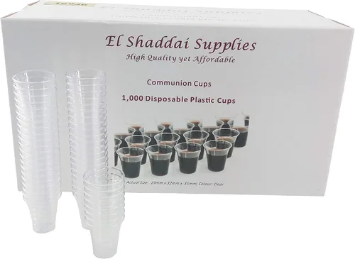 Miniatura 5 de FixtureDisplays Vasos desechables para comunión - Caja de 1000 - Plástico - 1.5 in (de) diámetro. x 1.5 in H - 16946-NPF