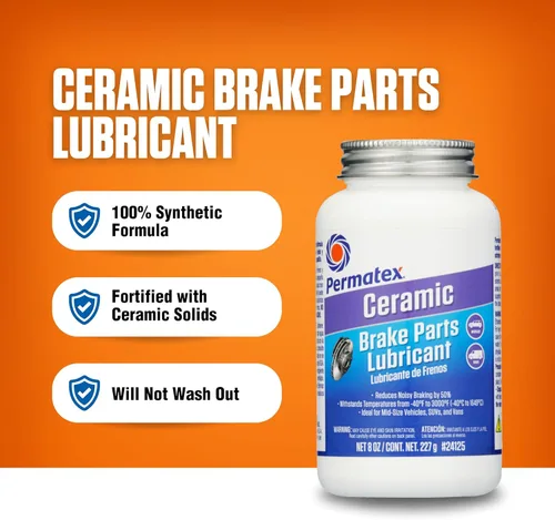 Miniatura 5 de Permatex 24125 Lubricante de cerámica para piezas de freno extremo, 8 onzas, paquete de 1 Lubricante de piezas de freno extremo de cerámica