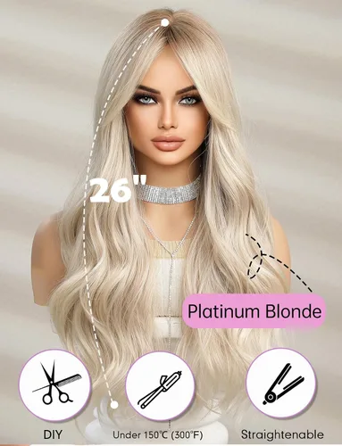Miniatura 4 de HAIRCUBE Pelucas largas onduladas para mujer, peluca de pelo sintético para uso diario