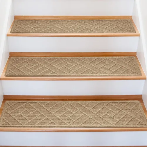 Miniatura 14 de Alfombras para peldaños de madera - Cinta antideslizante para alfombra de escaleras, pelar y pegar con cinta adhesiva doble, juego de 15 hojas