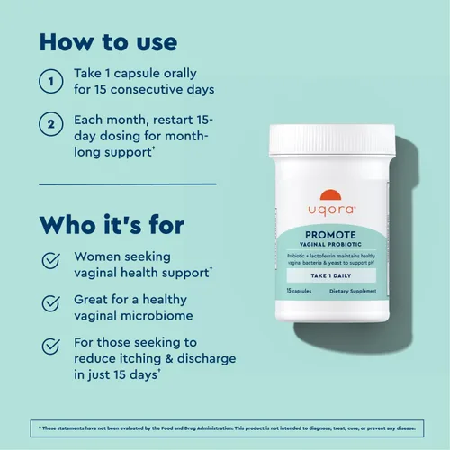 Miniatura 5 de Uqora Promote - Apoyo para la salud vaginal* - Probiótico para mujer con lactoferrina, Lactobacillus Acidophilus y Lacticaseibacillus Rhamnosus