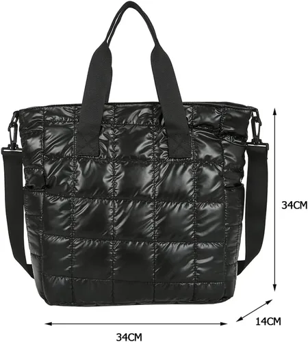 Miniatura 2 de AZURAOKEY Bolso de mano acolchado para mujer, acolchado de algodón acolchado, bolsa de hombro acolchada de invierno