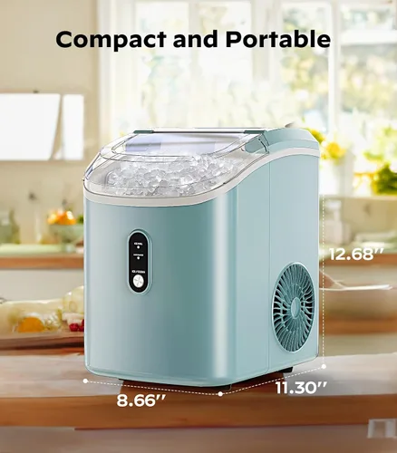 Miniatura 7 de Máquina de hielo Nugget para encimera, máquina de hielo de pellets masticables con función de autolimpieza, máquina de hielo portátil de guijarros