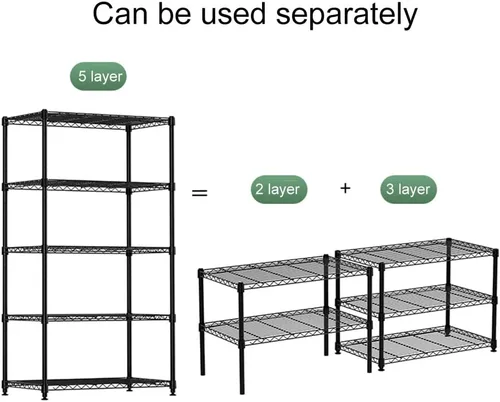 Miniatura 4 de Shelves 5-Tier Metal Storage Shelves, Wire Shelving Unit Storage with Adjustable Leveling Feet, for Laundry Bathroom Kitchen,Each Layer Load 220 LBS