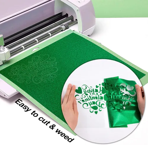 Miniatura 5 de HTVRONT Rollo de vinilo HTV con purpurina verde, 12 x 15 pies, vinilo de transferencia de calor con purpurina verde para camisas, vinilo para Brillo