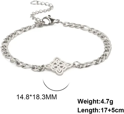Miniatura 37 de Pulsera de nudo de bruja, nudo celta, símbolo de Wicca pagana, nudo mágico, pulsera de joyería de brujería, pulsera de acero inoxidable ajustable