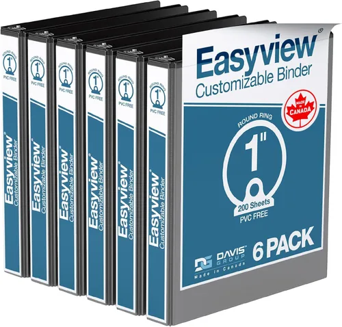 Miniatura 33 de Easyview - Carpetas prémium de 3 anillas con cubiertas transparentes y anillos redondos, carpetas para la escuela u oficina, 1 pulgada, paquete