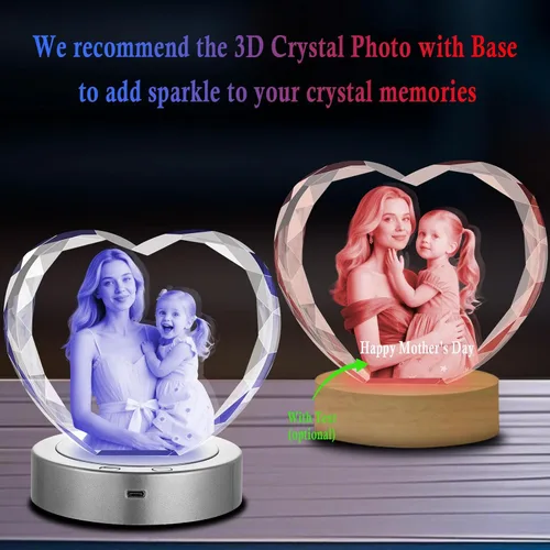 Miniatura 2 de Foto de Cristal 3D Personalizada, Marco de Fotos de Vidrio Grabado con Láser Personalizado, Grandes Regalos de Aniversario, Cumpleaños, Navidad