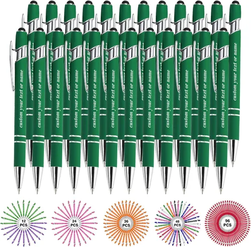 Miniatura 35 de Bolígrafos personalizados con nombre a granel, juego de bolígrafos personalizados, lápiz capacitivo grabado, logotipo, texto, regalo para negocios