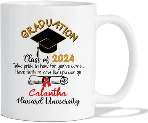 Miniatura 12 de Taza de café blanca personalizada para graduación, con texto en inglés "Behind You All Your Memories Before You All Your Dreams", taza de café de 11