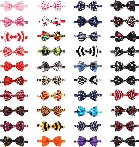 Miniatura 10 de Segarty Corbatines para perros, 40 piezas de collares con corbatín ajustables para mascotas pequeñas y medianas, corbatines cómodos para el cuello