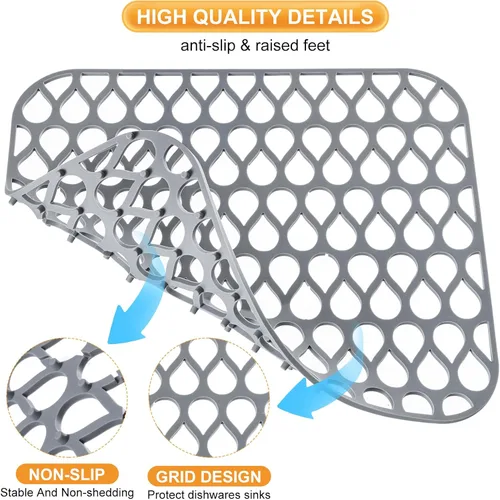 Miniatura 4 de Alfombrillas de silicona para fregadero de cocina, alfombrilla protectora para fregadero de cocina con orificio de drenaje de bricolaje, 2