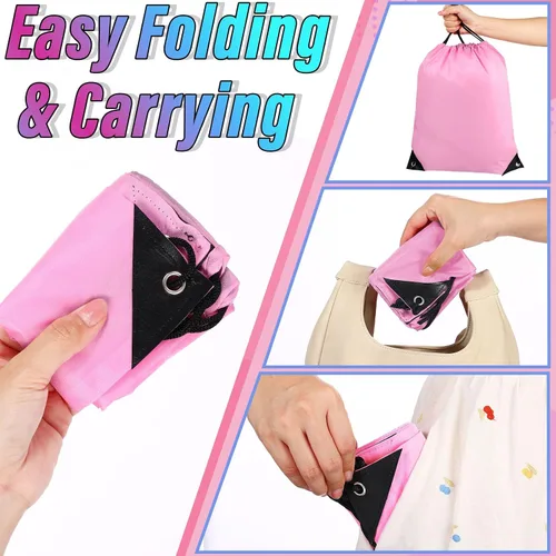 Miniatura 7 de 100 bolsas de mochila con cordón a granel, bolsas de cuerda para gimnasio, escuela, viajes, regalos de bricolaje, Rosa claro