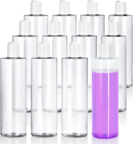 Miniatura 12 de JUVITUS Botellas de plástico PET cilíndricas profesionales transparentes de 12 onzas (sin BPA) (paquete de 6, pulverizador negro de niebla fina)