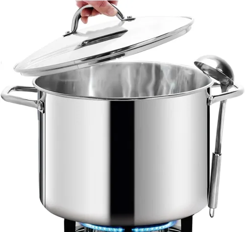 Miniatura 9 de HOMICHEF OLLA STOCK POT GRANDE DE 24 CUARTOS DE GALÓN CON TAPA - Batería de Cocina Stockpot de Acero Inoxidable Sin Níquel de 24 Cuartos de Galón