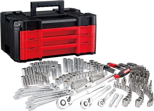Craftsman Juego de herramientas mecánicas de 262 piezas con caja VERSASTACK de 3 cajones, juego de llaves SAE y métricas, kit de herramientas para