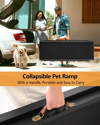 Miniatura 4 de Rampa para perros para cama, rampa ajustable para mascotas para que los perros se suban a la cama, rampa plegable para perros y gatos