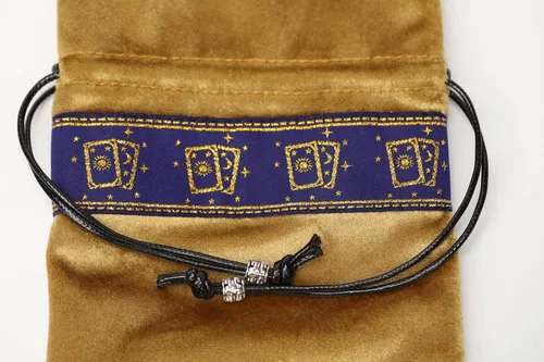 Miniatura 3 de Patrón de tarjeta estrellas luna bordado tela de terciopelo parte trasera partícula inferior con bolsa de cartas de tarot.. Púrpura (encaje plateado)