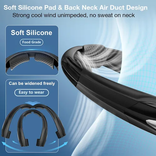 Miniatura 6 de Hionly Ventilador de cuello AI, ventilador personal portátil ajustable de 6 velocidades, recargable, batería de 6000 mAh de enfriamiento más rápido