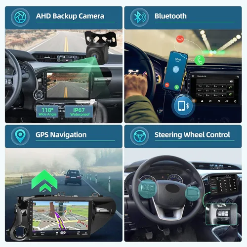 Miniatura 6 de [2 GB+64 GB] Radio de coche para Toyota Hilux 2015-2020, pantalla táctil de 10.1 pulgadas estéreo de coche con sistema Android 13, Carplay y Android