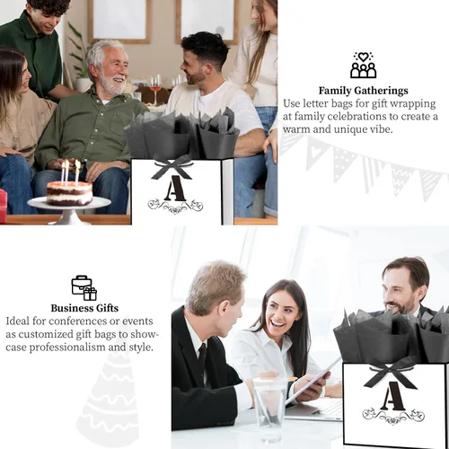 Miniatura 4 de ysmile Bolsa de regalo de letras con papel de envoltura para hombres, mujeres, niños y niñas, bolsa de papel grande de 16 pulgadas, color blanco