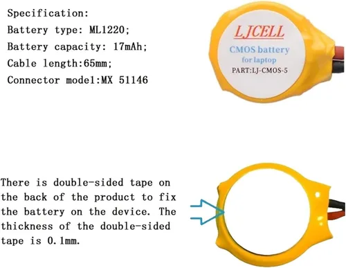Miniatura 4 de CMOS ML1220 - Batería para DELL XPS 13 15 9343 9350 9360 9365 BIOS RTC ML1220 Batería con 2 cables y conector