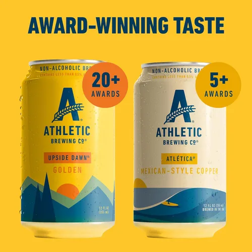 Miniatura 3 de Athletic Brewing Company Cerveza artesanal sin alcohol, dorado vegano y cobre estilo mexicano, cervezas bajas en calorías, 6 Upside Dawn y 6