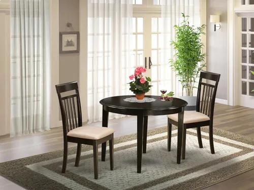 Miniatura 2 de East West Furniture BOCA3-CAP-C Boston - Juego de habitación de 3 piezas que contiene una mesa redonda de madera y 2 sillas de comedor de tela