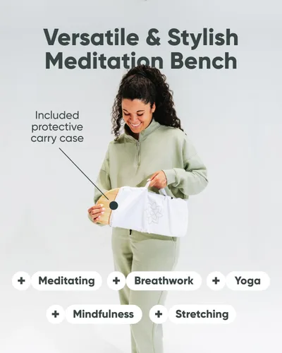 Miniatura 5 de Mindful Modern Banco de meditación plegable – Taburete arrodillado de bambú con bisagras magnéticas de bloqueo – Silla plegable Seiza portátil