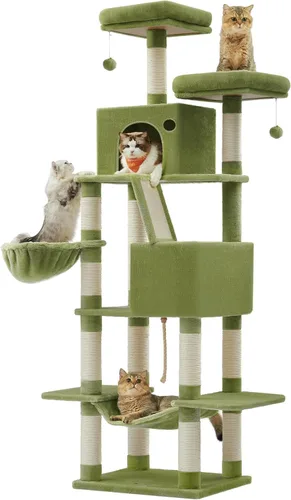 Miniatura 11 de Feandrea Árbol para gatos, torre grande para gatos de 81.1 pulgadas, condominio de felpa de varios niveles con 13 postes rascadores, 2 perchas, 2